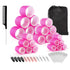 Rose red 50-Piece Pink Plastic Hair Rollers Set with Clips and Storage Bag for At-Home Styling – Multi-Size Curlers for Voluminous Curls, Waves and Bangs