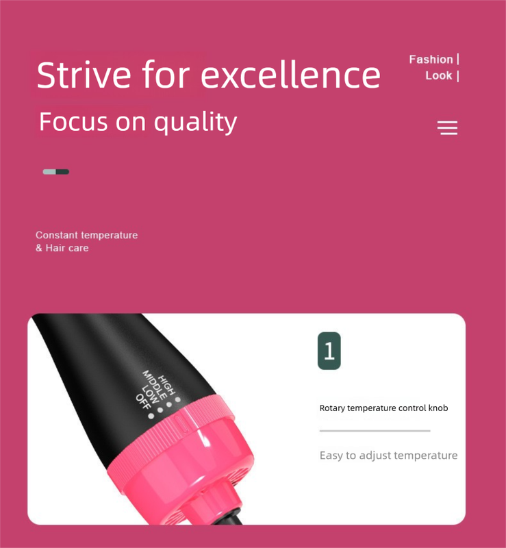 Purple 1000W Professional Hot Air Brush with 3-Temperature & 2-Speed Control – Dual Voltage Hair Styler for Smooth, Voluminous Blowouts