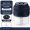 3-blade cutter head Blue Wireless Electric Garlic Chopper 300ml Portable Mini Food Processor USB Rechargeable for Baby Food and Dipping Sauce Essential Local Kitchen Tool