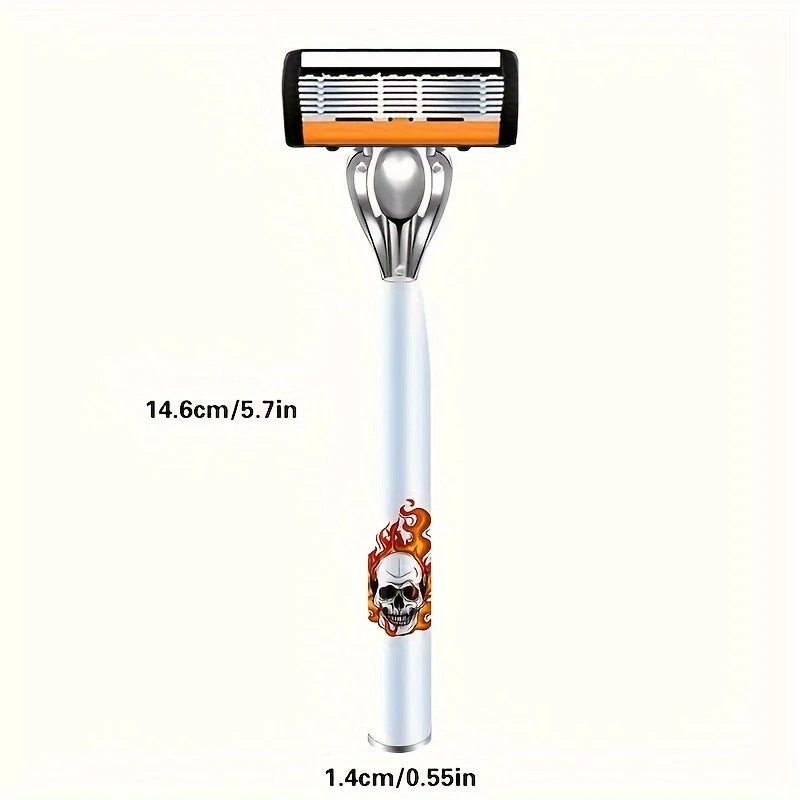 2-Pack 6-Layer Manual Razor with 24 Replacement Blades – Ultra-Close Shave for Men, Stainless Steel Handle with One-Click Blade Change