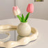 Ceramic Vase with Tulip Artificial Flowers Set – Mini Decorative Pot for Home Living Room or Desk Display