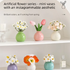 Ceramic Vase with Tulip Artificial Flowers Set – Mini Decorative Pot for Home Living Room or Desk Display