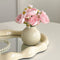 Ceramic Vase with camellia bud Artificial Flowers Set – Mini Decorative Pot for Home Living Room or Desk Display