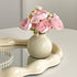 Ceramic Vase with camellia bud Artificial Flowers Set – Mini Decorative Pot for Home Living Room or Desk Display