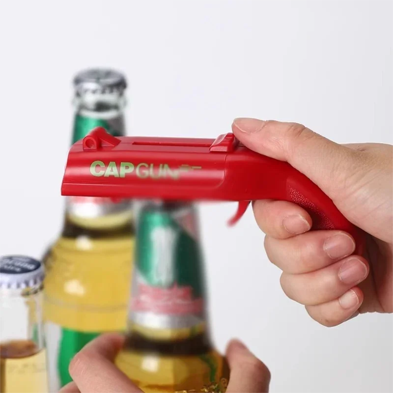 2-Pack Red and Blue Fun Bottle Opener with Cap Ejection Mechanism – Compact ABS Bottle Opener for Beer and Soda Bottles, Ideal for Parties and Everyday Use