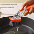 Dark green Long-Handled Liquid Dispensing Pot Scrubber – Multi-Use Kitchen Cleaning Brush with Built-In Detergent Reservoir