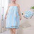Blue Coral Fleece Bath Skirt with Matching Hair Towel – Soft Absorbent Wrap Dress for Women, Quick-Dry Shower Robe Set with Elastic Waistband and Adjustable Fit