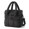 Black Double-Layer Insulated Lunch Bag – Quilted Design with Top and Bottom Compartments, Shoulder Strap, and Smooth Two-Way Zippers