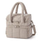 Camel Double-Layer Insulated Lunch Bag – Quilted Design with Top and Bottom Compartments, Shoulder Strap, and Smooth Two-Way Zippers