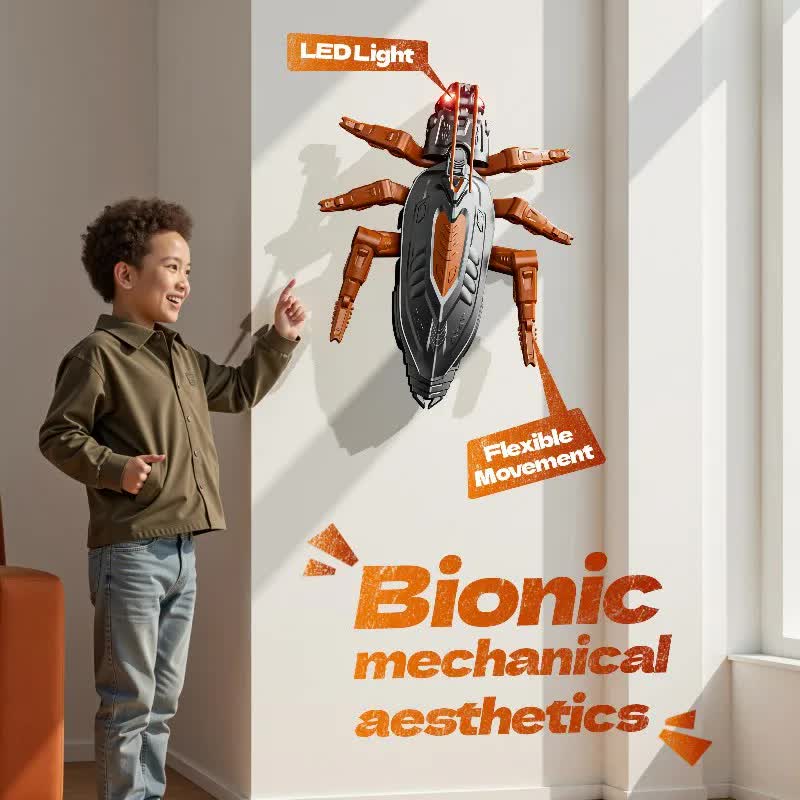 RC Wall Climbing Cockroach Toy Realistic Anti-Gravity Remote Control Bug 360 Stunt Rotation Rechargeable Prank Gift for Kids
