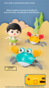 Electric Induction Crawling Crab Baby Toy Interactive Obstacle Avoidance Moving Pet with Music & Light USB Rechargeable Tummy Time Gift Sun Orange