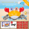 Upgraded Induction Crawling Crab Baby Toy with Silent Mode & Speed Control USB-C Rechargeable Obstacle Avoidance Tummy Time Pet Sun Orange