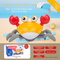 Electric Induction Crawling Crab Baby Toy Battery Operated with Silent Mode Music Off Switch Obstacle Avoidance Tummy Time Gift Sun Orange