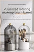 360 Degree Rotating Makeup Brush Organiser with Dustproof Lid Clear Cosmetic Storage Cylinder for Vanity Dressing Table Transparent White