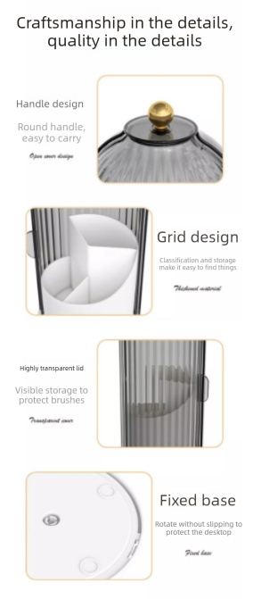 2 PCS Rotating Makeup Brush Organiser Set Dustproof Cosmetic Storage Holder White & Grey Duo for Vanity Bathroom