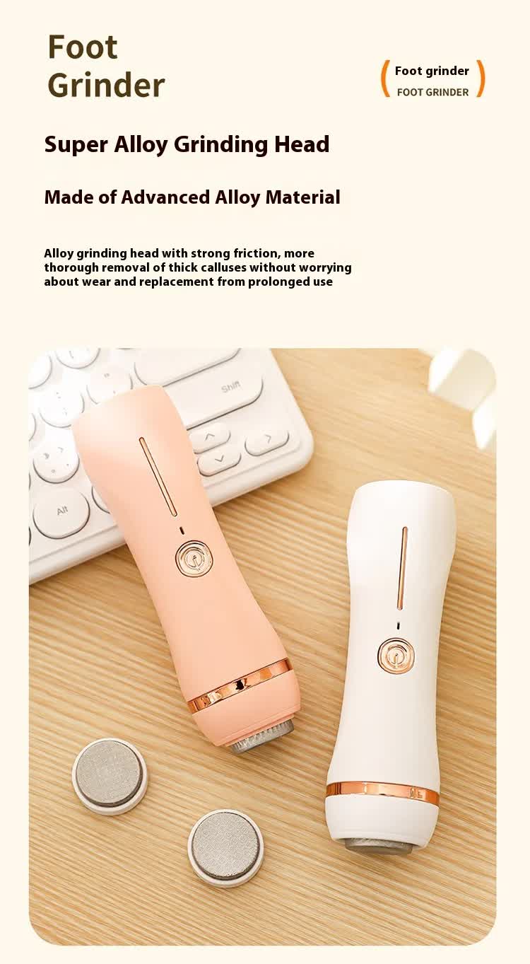 Electric Foot Callus Remover Rechargeable Pedicure Tool with 3 Grinding Heads Portable Dead Skin Exfoliator Peach Pink