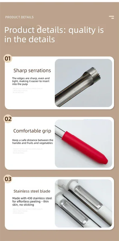 2-in-1 Apple Corer & Peeler Stainless Steel Fruit Prep Tool Kitchen Gadget Red