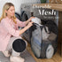 2 PCS Mesh Pop Up Laundry Hamper Collapsible Washing Basket with Side Pocket & Reinforced Handles Portable Dirty Clothes Bin for Dorm Travel & Toy Storage (Black & Grey)