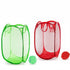 2 PCS Mesh Pop Up Laundry Hamper Collapsible Washing Basket with Side Pocket & Reinforced Handles Portable Dirty Clothes Bin for Dorm Travel & Toy Storage (Green & Red)