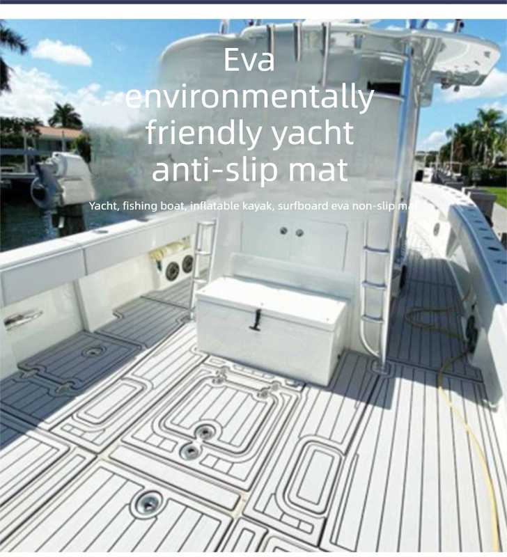 EVA Faux Teak Boat Flooring Sheet Marine Decking Mat Self Adhesive Non Slip Foam for Yacht Caravan & RV (Dark Brown & Black, 240cm x 45cm)