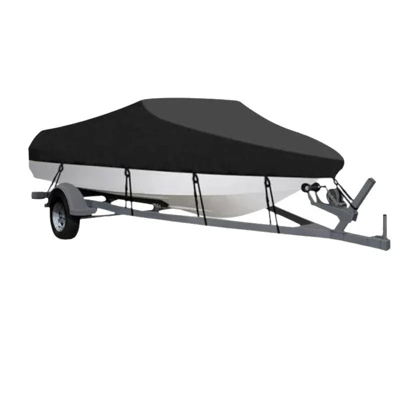14-16ft Waterproof Boat Cover Trailerable V-Hull Runabout UV Resistant Marine Grade Storage Tarp with Straps (Black, 530cm x 290cm)