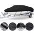 14-16ft Waterproof Boat Cover Trailerable V-Hull Runabout UV Resistant Marine Grade Storage Tarp with Straps (Black, 530cm x 290cm)
