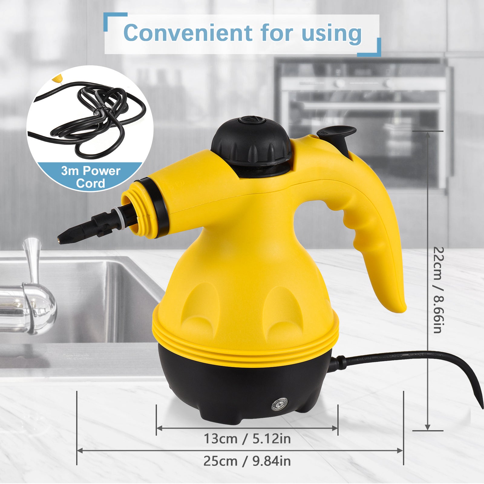 Multi-Purpose Handheld Steam Cleaner with 9 Accessories - High Pressure Chemical-Free Steamer for Kitchen, Bathroom, Car & Grout Cleaning (Includes AU Adapter)