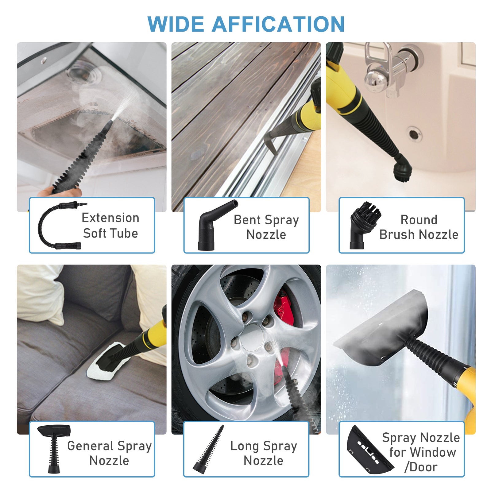 Multi-Purpose Handheld Steam Cleaner with 9 Accessories - High Pressure Chemical-Free Steamer for Kitchen, Bathroom, Car & Grout Cleaning (Includes AU Adapter)