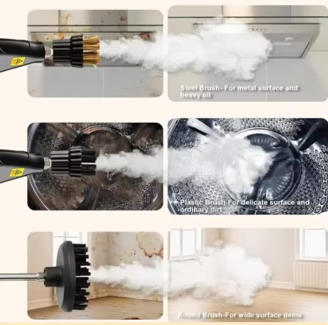 Beige 1500W High Pressure Steam Cleaner with Digital Display (3.5 BAR) - 1.2L Heavy Duty Steamer for Kitchen Grease, Grout, Car Detailing & Upholstery (AU Plug)