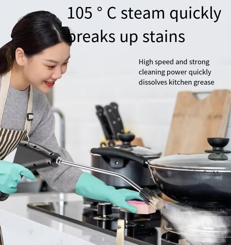 Beige 1500W High Pressure Steam Cleaner with Digital Display (3.5 BAR) - 1.2L Heavy Duty Steamer for Kitchen Grease, Grout, Car Detailing & Upholstery (AU Plug)