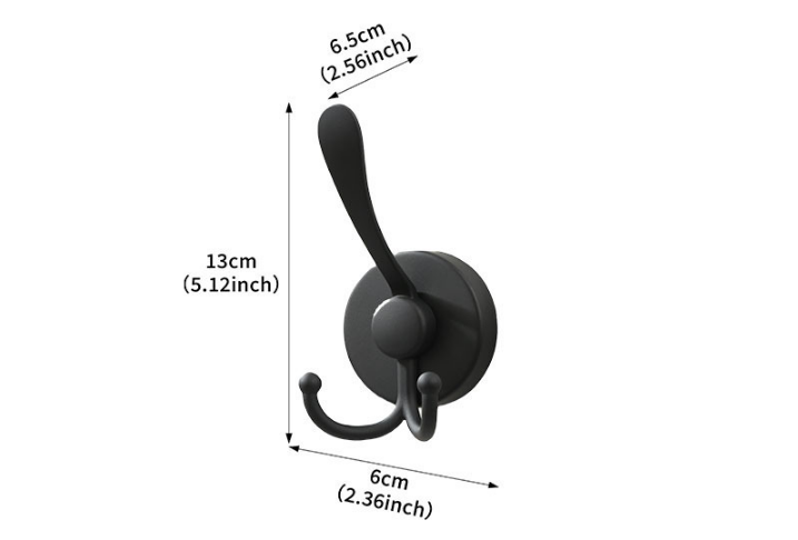 Stainless Steel Vacuum Suction Cup Hook Rack 3-Hook Black Wall Mounted Towel Rail for Bathroom and Kitchen No Drilling Required