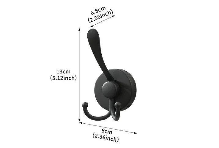 Stainless Steel Vacuum Suction Cup Hook Rack 3-Hook Black Wall Mounted Towel Rail for Bathroom and Kitchen No Drilling Required