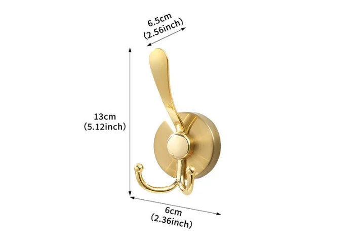Stainless Steel Vacuum Suction Cup Hook Rack 3-Hook Gold Wall Mounted Towel Rail for Bathroom and Kitchen No Drilling Required