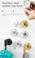 Stainless Steel Vacuum Suction Cup Hook Rack 3-Hook Gold Wall Mounted Towel Rail for Bathroom and Kitchen No Drilling Required