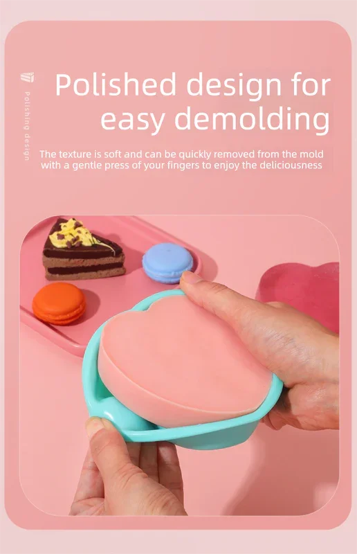 Heart Shaped Silicone Baking Mould - Non-Stick Mousse Cake & Jelly Pan - Easy Release Polished Interior for Valentine's Day Desserts (Green Spring Cyan, 11.5cm)