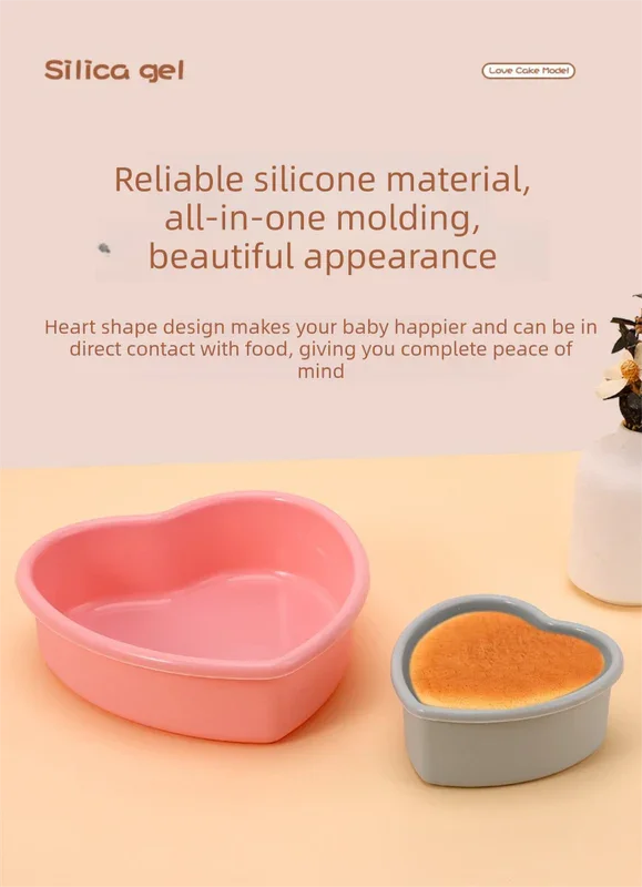 7 Inch Heart Shaped Silicone Cake Mould - Pink Non-Stick Baking Pan for Birthday & Anniversary Cakes - Heat Resistant Tray with Reinforced Rim (20.5cm)