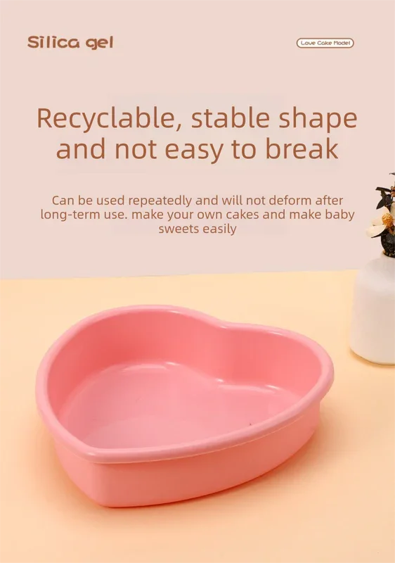 9 Inch Large Heart Shaped Silicone Cake Mould - Grey Non-Stick Baking Pan for Party & Celebration Cakes - Reinforced Rolled Edge Tray (25.9cm)