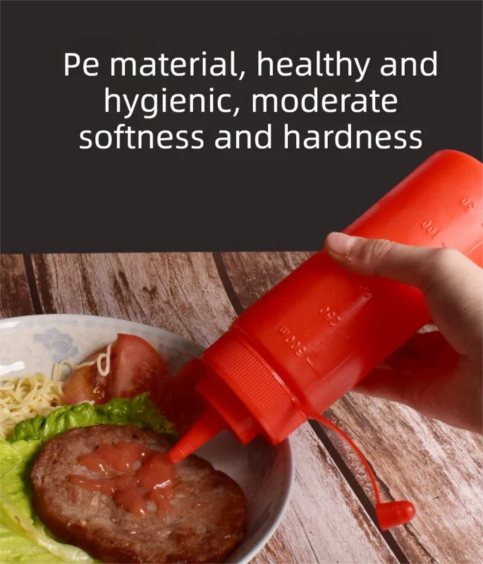 3 PCS Squeeze Sauce Bottles 250ml Plastic Condiment Dispensers for Kitchen BBQ & Cafe Refillable Ketchup Mustard Containers White&Red&Yellow