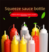 3 PCS Squeeze Sauce Bottles 300ml Plastic Condiment Dispensers for Kitchen BBQ & Cafe Refillable Ketchup Mustard Containers White&Red&Yellow