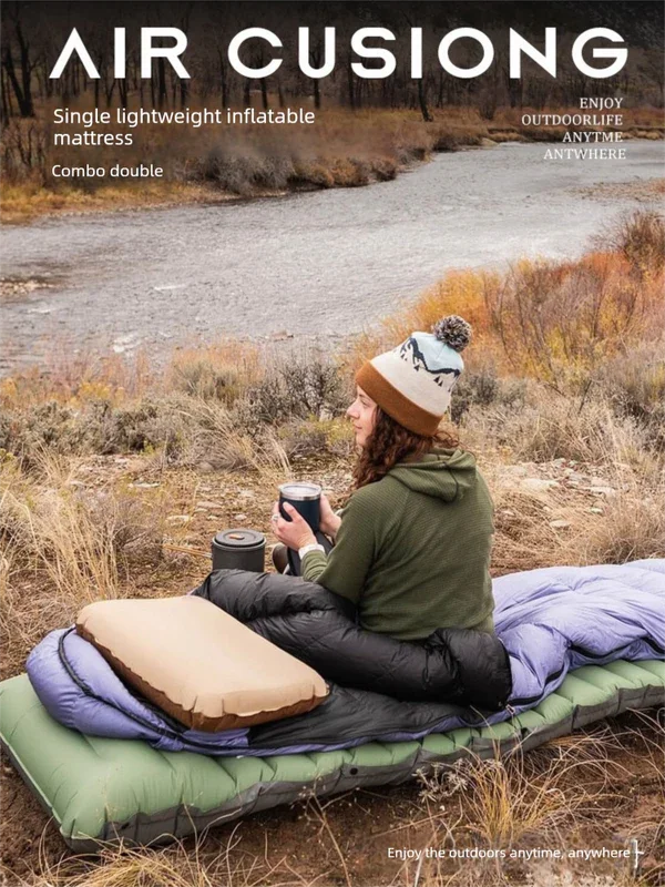Ultralight TPU Inflatable Camping Mattress 195x70x10cm Portable Press Pump Sleeping Pad Moisture-Proof Outdoor Tent Mat for Hiking Orange
