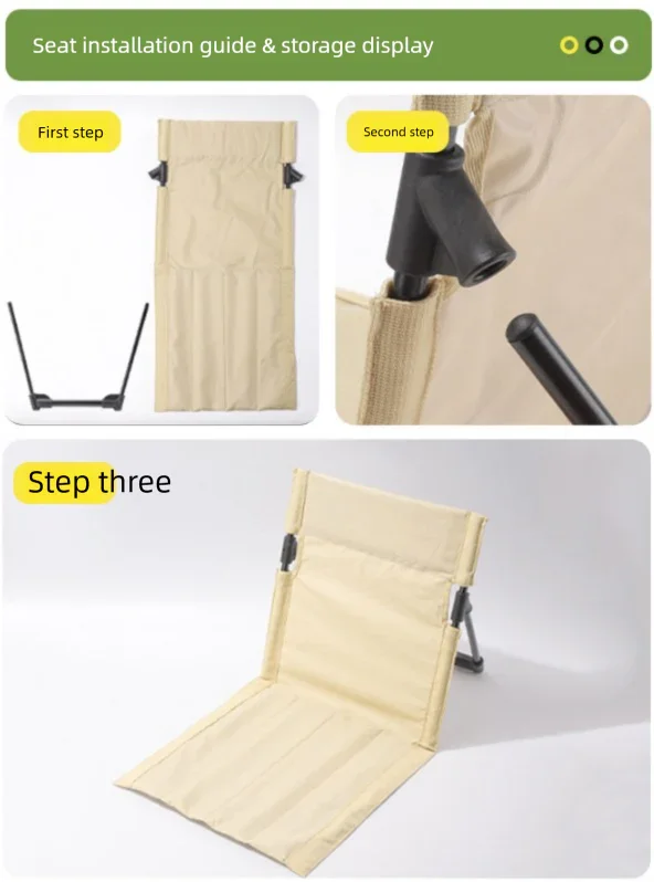 Portable Folding Camping Chair with Aluminum Support Rod Lightweight Mesh Lawn Seat and Backrest for Outdoor Beach Hiking Beige Mesh Style