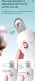 Adjustable Cat Nail Clippers Safety Round Hole Trimmer 1mm-3.5mm Anti-Splash Grooming Tool with File for Kittens & Rabbits Pink