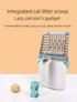 2-in-1 Cat Litter Scoop with Integrated Waste Bin & 2 Rolls Refill Bags Detachable Sifter Shovel Anti-Reflux Baffle Grey