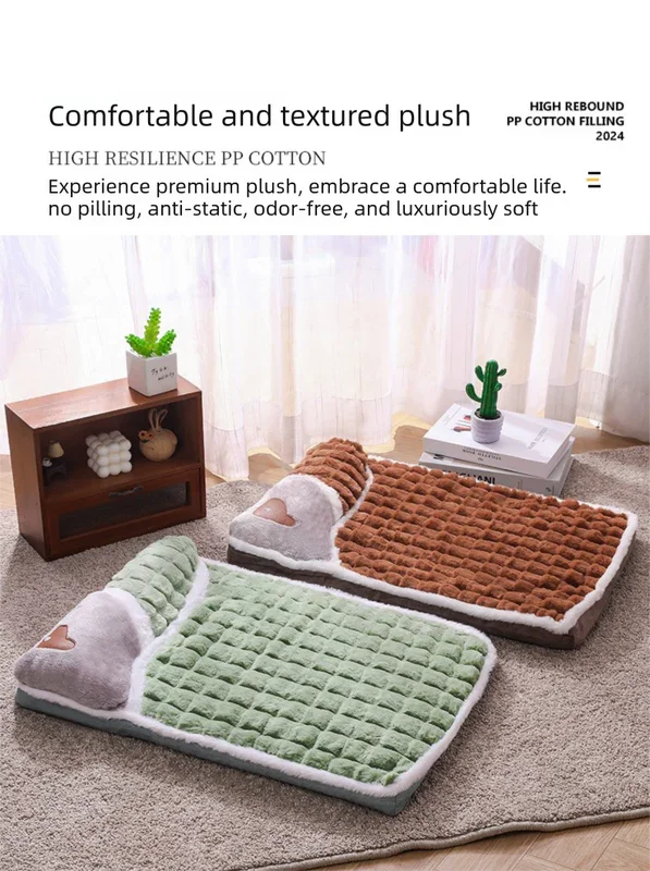 Thickened Pet Sofa Bed XL Size 75x45cm Grey Dog Mat with Integrated Pillow Soft Washable Sleeping Pad for Dogs and Cats All Season Comfort