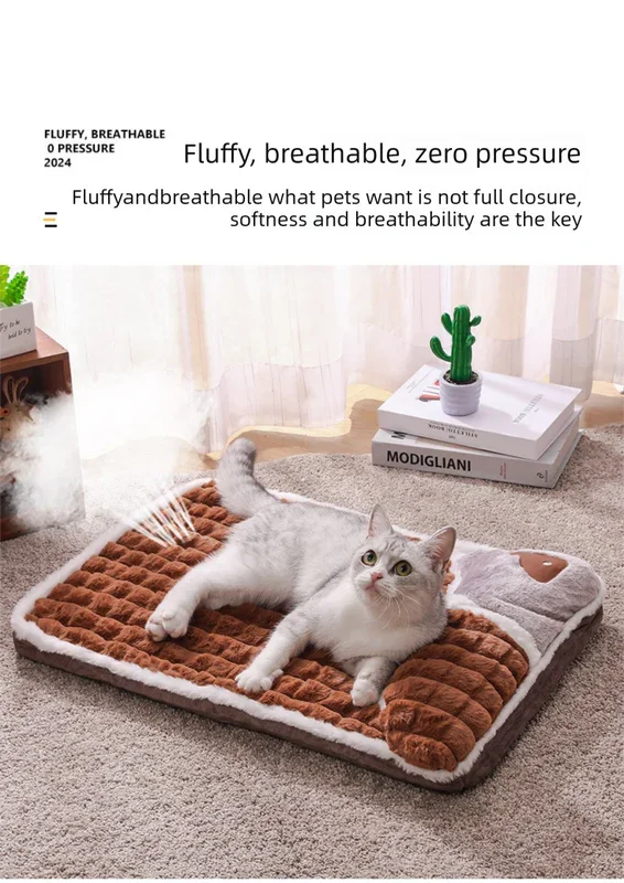 Thickened Pet Sofa Bed S Size 40x25cm Grey Dog Mat with Integrated Pillow Soft Washable Sleeping Pad for Dogs and Cats All Season Comfort