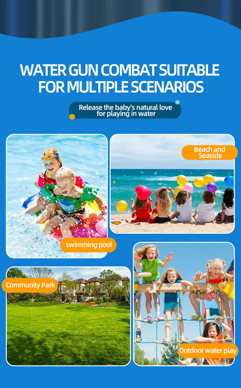 Electric Water Gun Automatic Continuous Fire Squirt Toy 8m Range Rechargeable Battery Outdoor Pool Beach Fun Blue