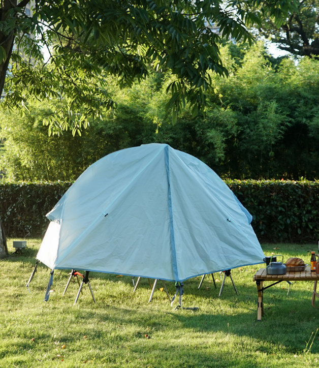 Single Person Off-Ground Camping Tent Portable Folding Bed Cover with Mosquito Net UV-Resistant Fishing Tent Light Khaki