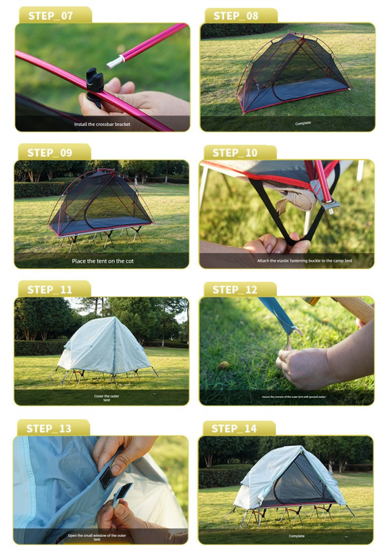 Single Person Off-Ground Camping Tent Portable Folding Bed Cover with Mosquito Net UV-Resistant Fishing Tent Black