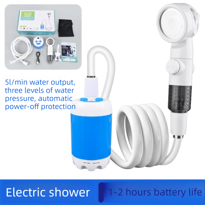 Portable Electric Outdoor Shower Kit Handheld Battery-Powered Shower Head Set for Camping, Dormitories, and Construction Sites
