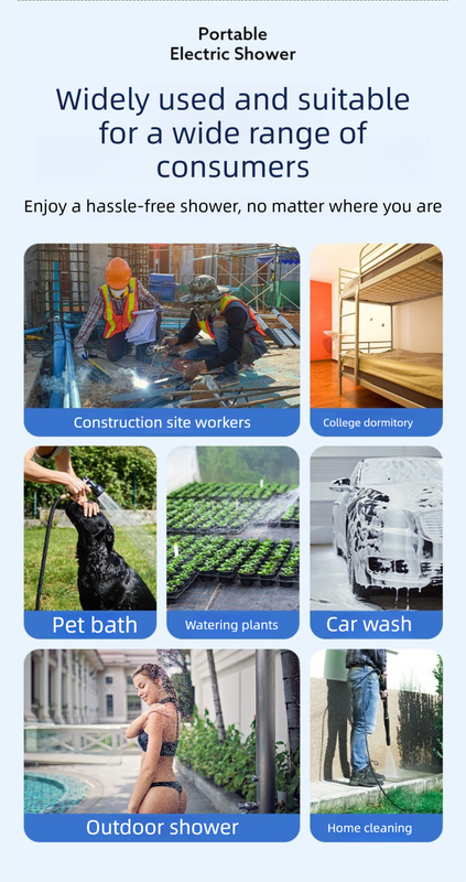 2-in-1 Portable Electric Outdoor Shower and Car Wash Kit Handheld Rechargeable Water Pump Set for Camping, Dorms, and Detailing